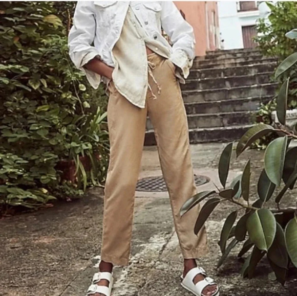 NEW J. Crew Seaside drawstring linen blend pockets dessert sand MT - Picture 2 of 13